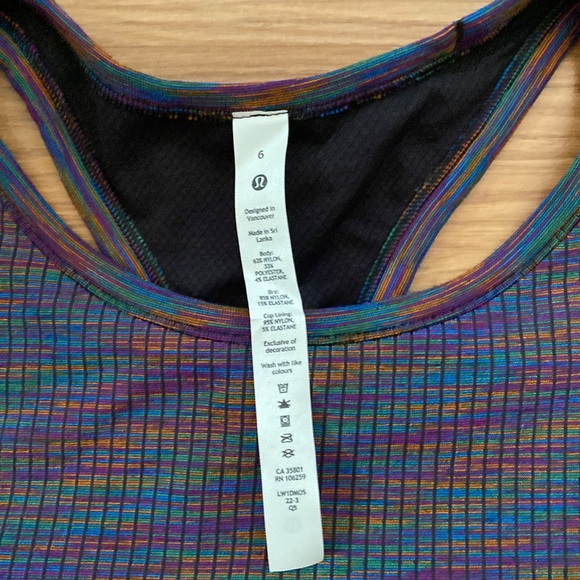 ❤️ Lululemon Ebb to Street Racerback Crop Tank Top Rainbow Multi NWT Size 6 - Picture 10 of 11